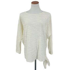 NWT Anthropologie Cream White Textured Side Tie Sweater | Coastal Grandmother M